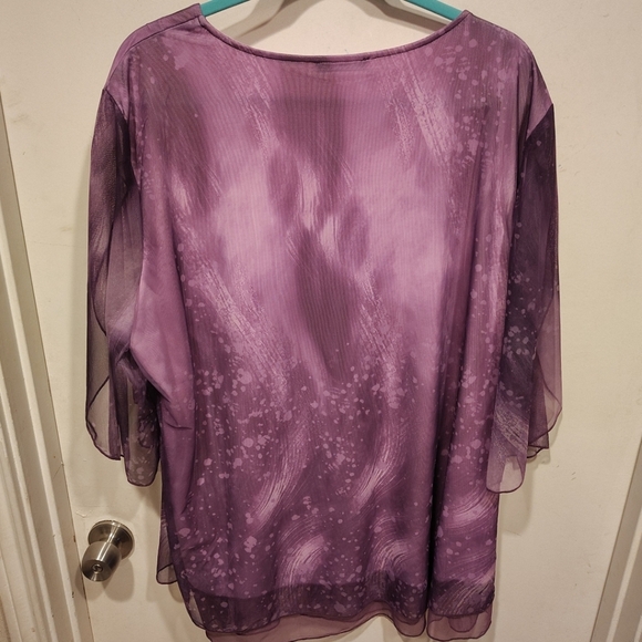Sese Code Women's Nylon Mesh Purple Print Tunic Top Sz 3XL Fairy Summer Travel - Picture 7 of 7